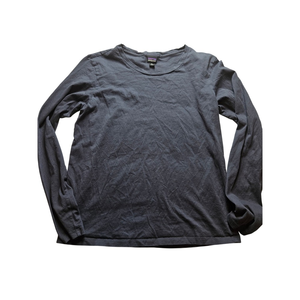 Patagonia Mens Medium Long Sleeve Crewneck T-Shirt Charcoal Gray Cotton Blend